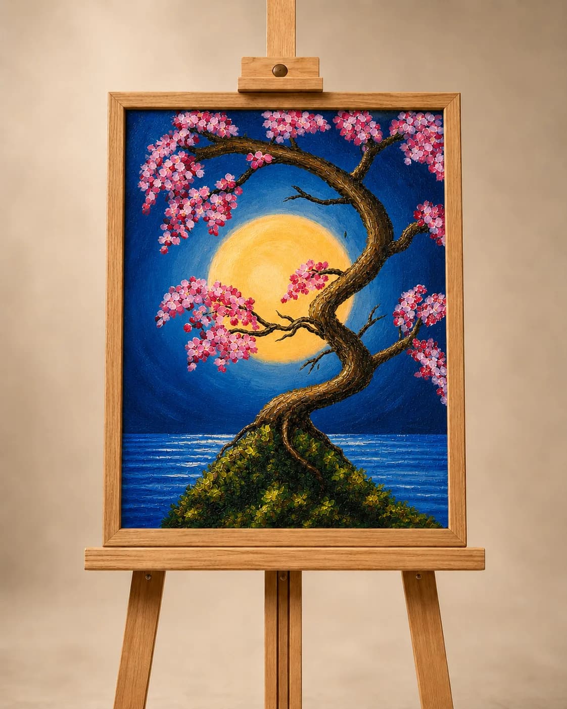The finished cherry blossom tree painting