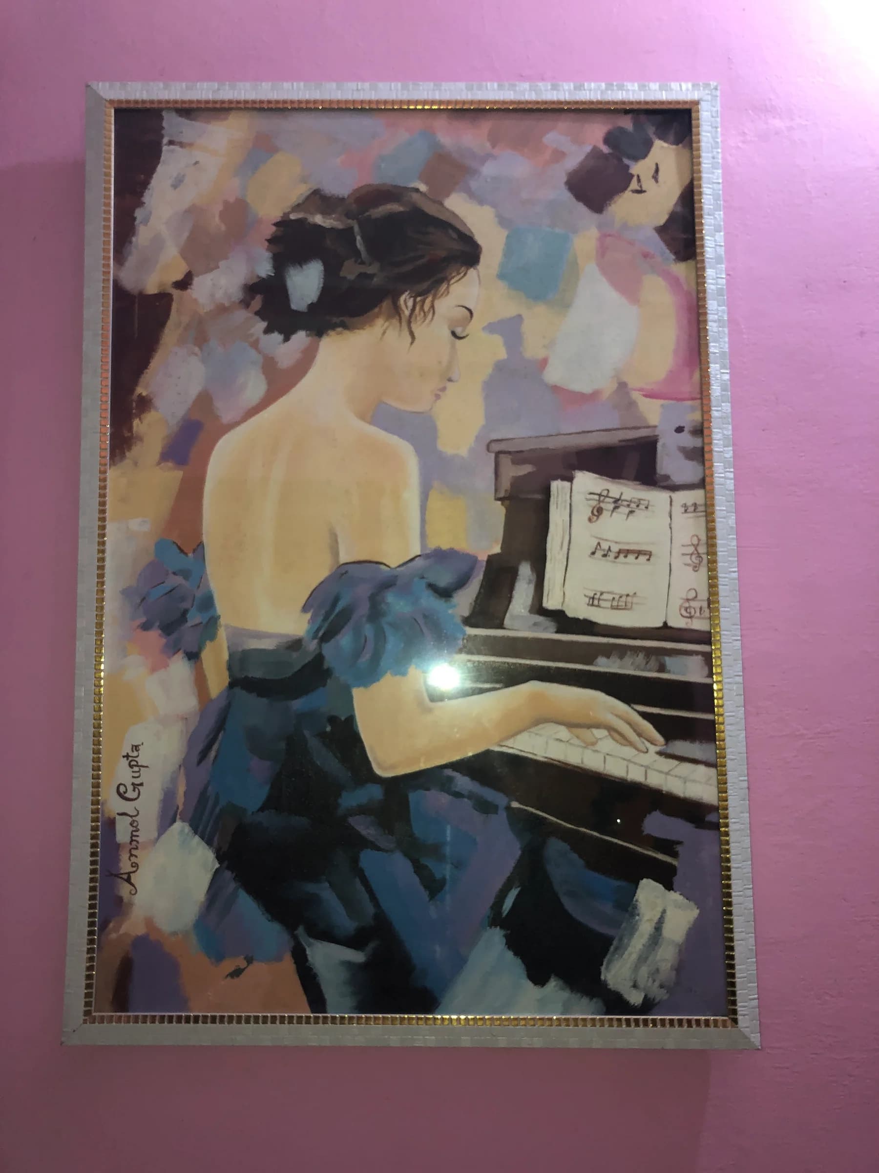 Pianist portrait, acrylic painting