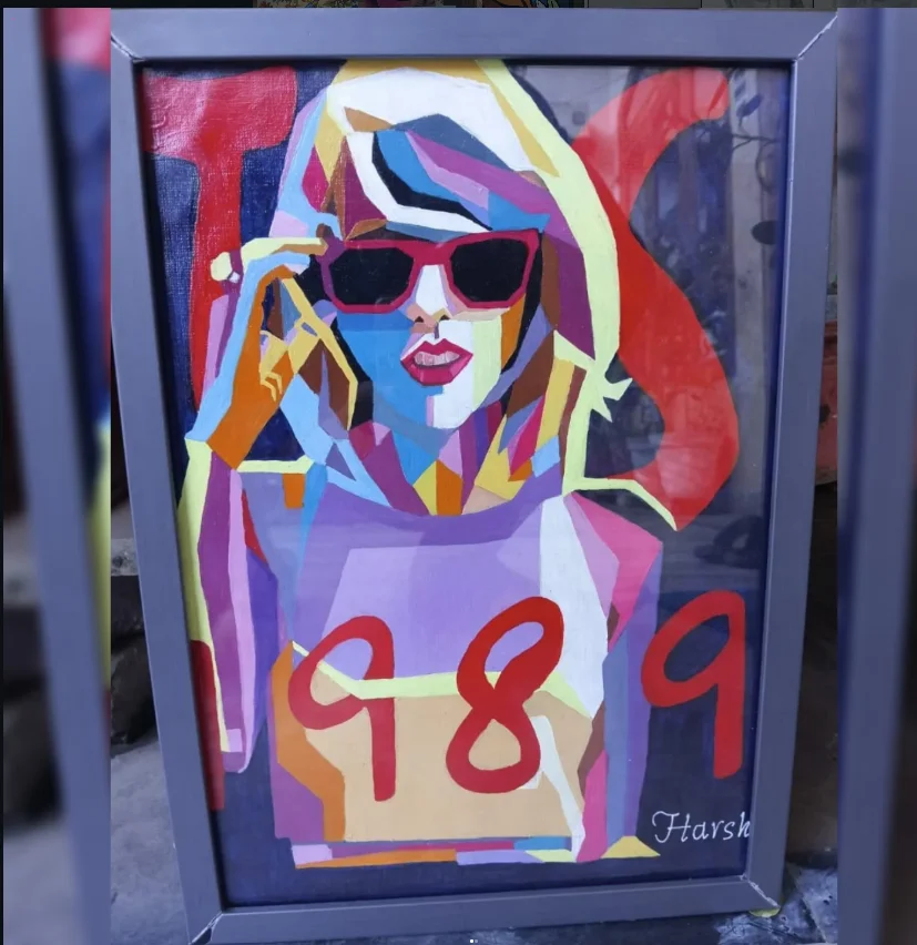 Pop art style portrait, acrylic painting