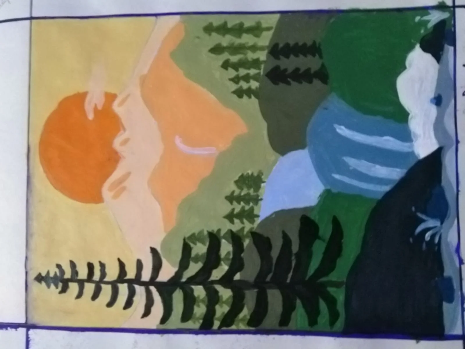 Stylized abstract landscape painting