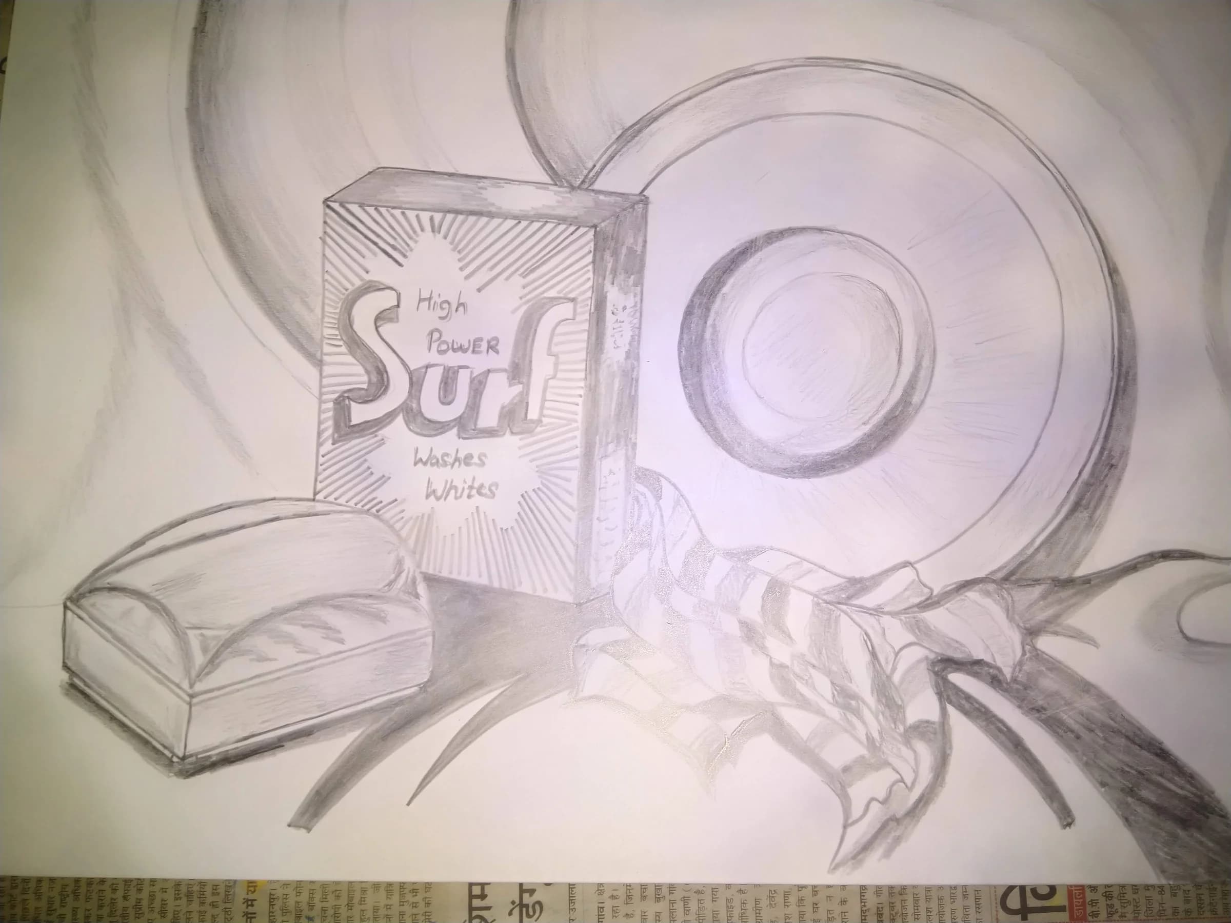 Finished school-themed artwork