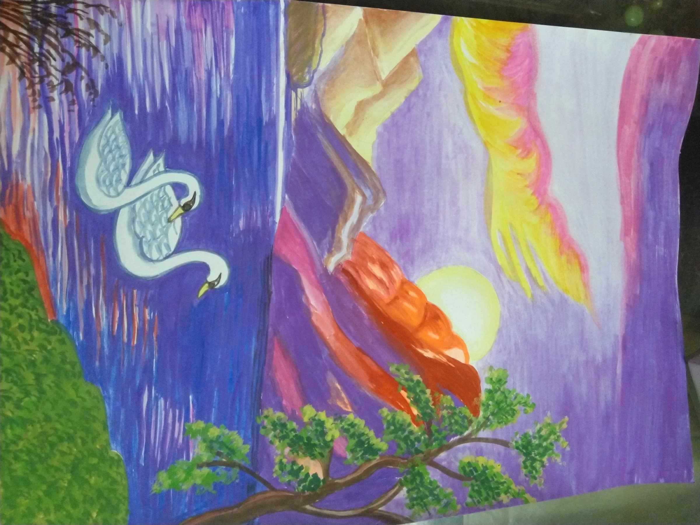Finished school-themed artwork