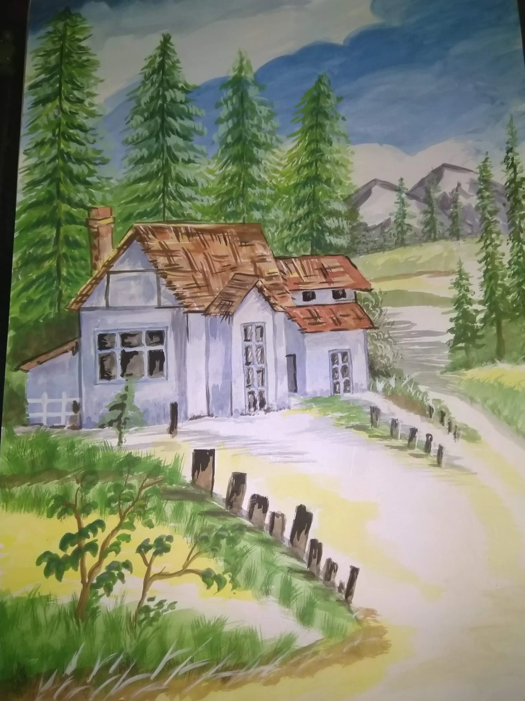Finished school-themed artwork