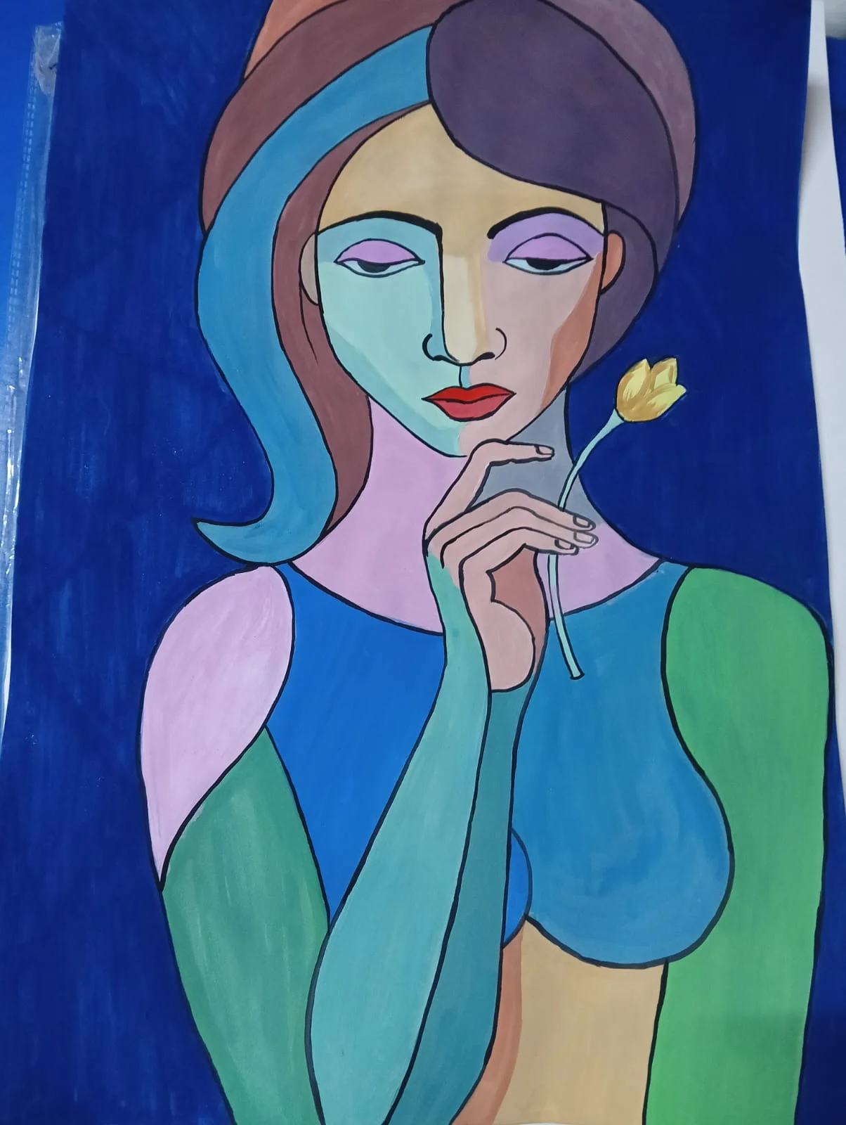 Finished school-themed artwork