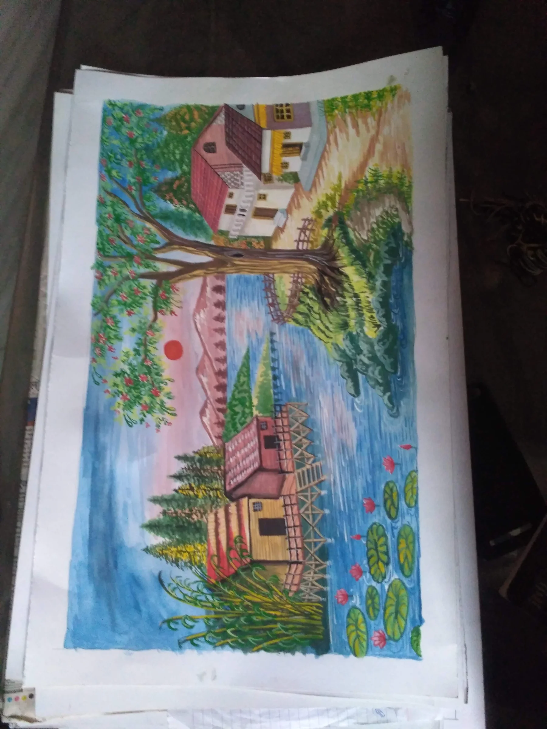 Finished school-themed artwork