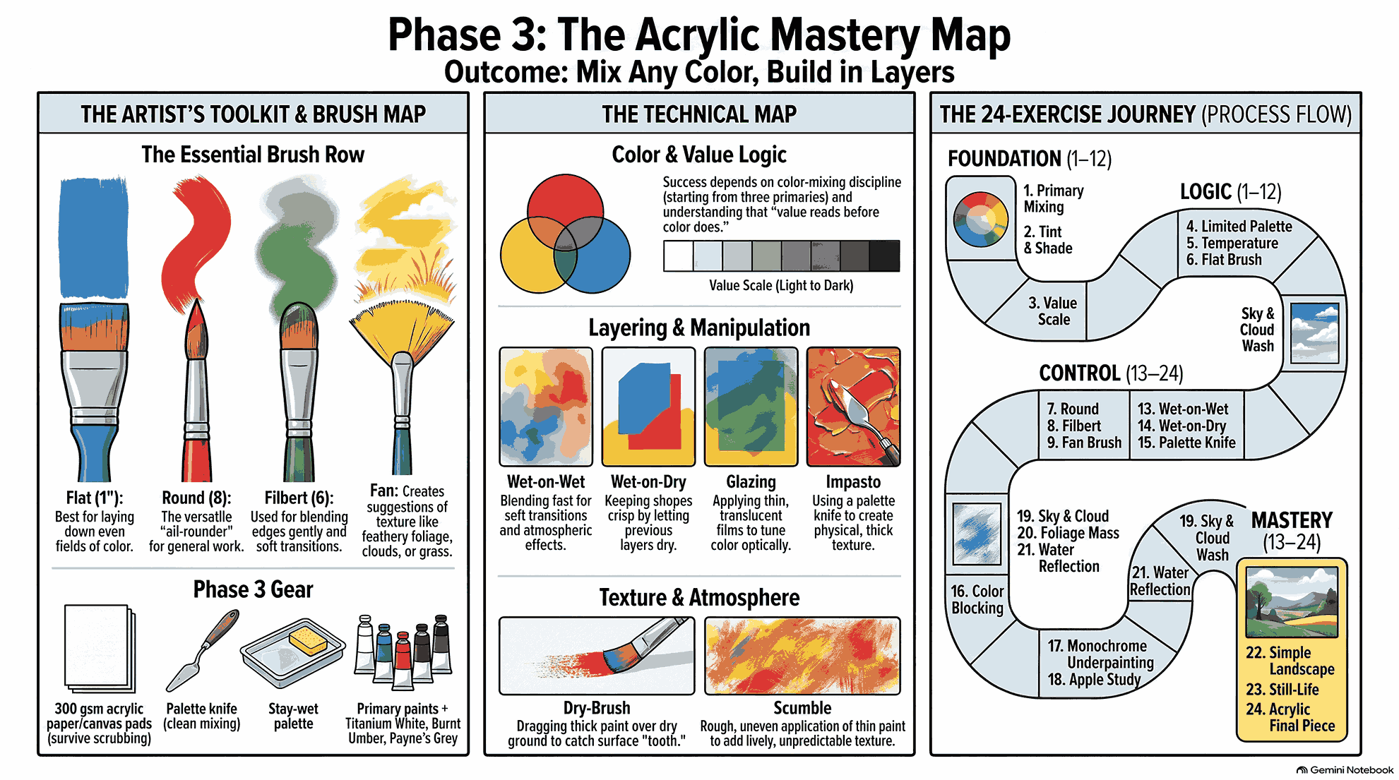 Acrylic Techniques — phase infographic